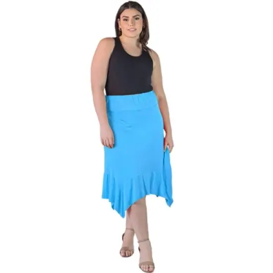 Plus Size Knee-Length Elastic Waistband And A Handkerchief Hemline Skirt image {7}
