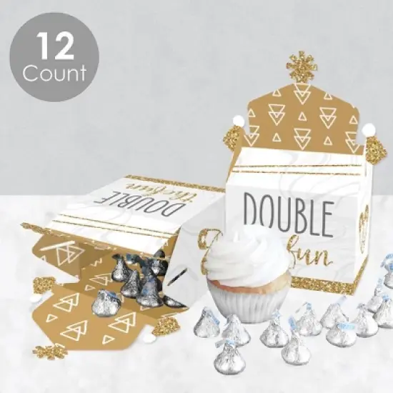 Big Dot of Happiness It's Twins - Treat Box Party Favors - Gold Twins Baby Shower Goodie Gable Boxes - Set of 12 image {2}
