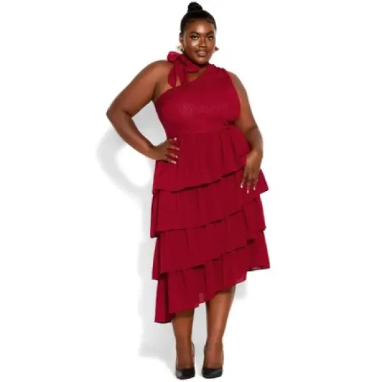 Women's Plus Size Tier Desire Dress  - Love Red | CITY CHIC image {4}