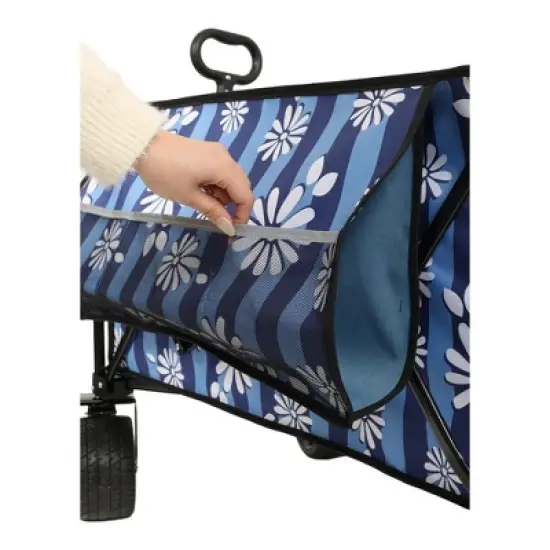 CAVINAS Heavy-Duty Folding Wagon Cart with Bonus Picnic Mat,Shopping Cart with Side Pocket,Wagon for Camping,Shopping image {4}