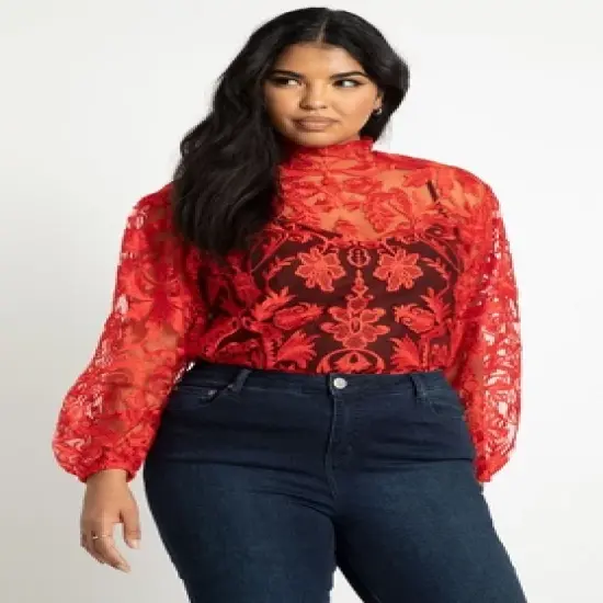 ELOQUII Women&rsquo;s Plus Size Lace Top image {4}