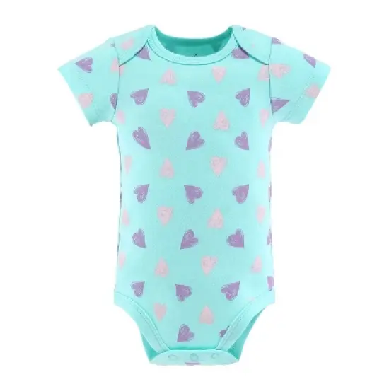 The Peanutshell Baby Girl Short Sleeve Bodysuits, 5-Pack, Purple/Grey/Mint, Newborn to 24 Months image {2}