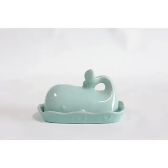 Storied Home Coastal Stoneware Whale Shaped Butter Dish image {2}