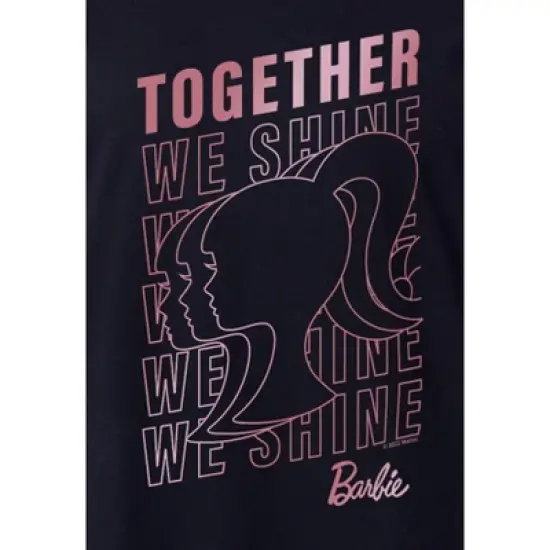 Barbie Womens' Character Together We Shine Nightgown Sleep Pajama Shirt Black image {2}