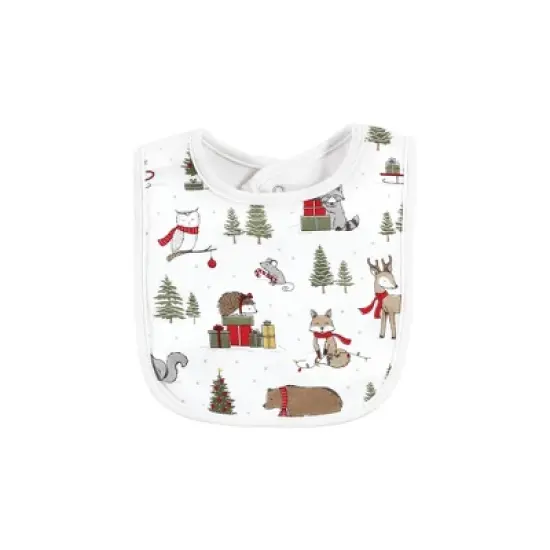 Hudson Baby Unisex Baby Cotton Bib and Headband or Caps Set, Christmas Forest, One Size image {4}