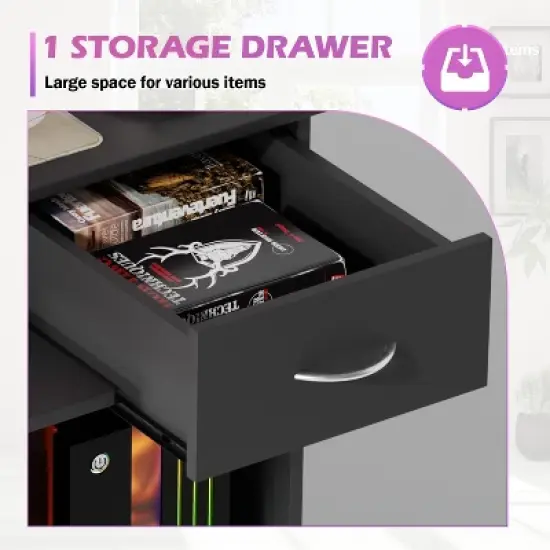 BestMassage 43 Inch Office Desk Computer Desk with Drewers Keyboard Tray CPU Stand Gamin Desk, Black image {2}