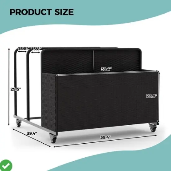 Outdoor Rolling PE Rattan Pool Caddy Wicker Patio Poolside Float Storage Organizer for Floaties Noodles Life image {3}