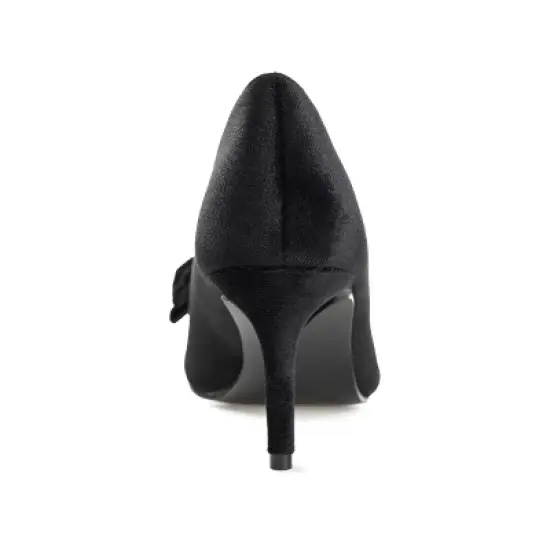 Journee Collection Womens Crystol Slip On Low Stiletto Pointed Toe Pumps image {2}