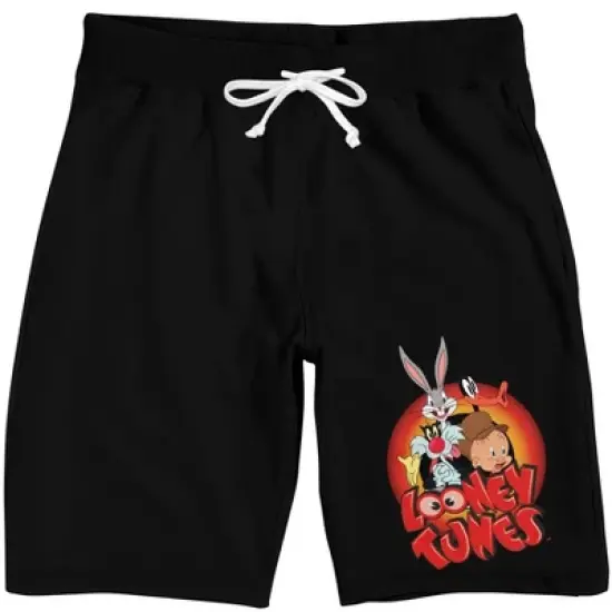 Looney Tunes Classic Characters Men's Black Drawstring Sleep Pajama Shorts image {1}