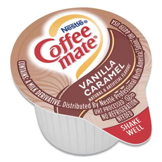 Coffee mate Liquid Coffee Creamer, Vanilla Caramel, 0.38 oz Mini Cups, 50/Box image {1}