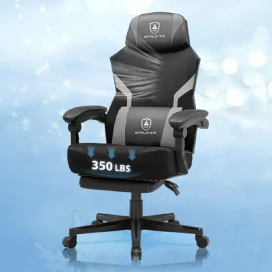 GTPLAYER Mesh Gaming Chair with Footrest, Mesh Back Reclining Office Chair for Adults, Comfortable Fabric Seat image {1}