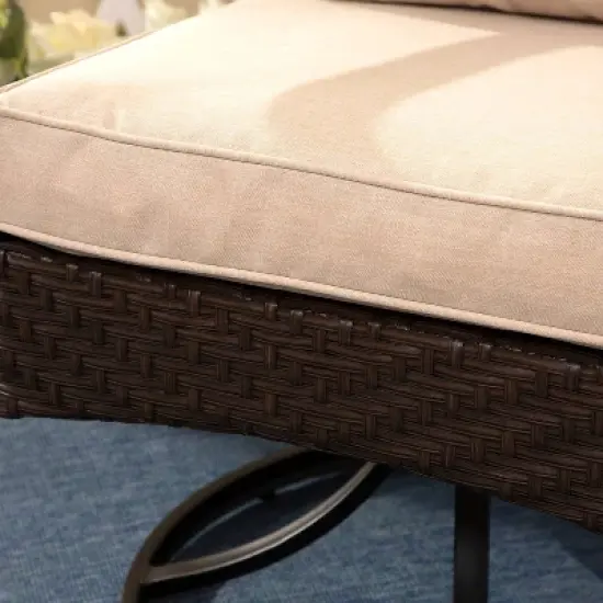 5pc Outdoor Dining Set with Swivel Chairs with Seat & Back Cushions & Square Metal Slat Table with 1.57" Umbrella Hole - Captiva Designs image {12}