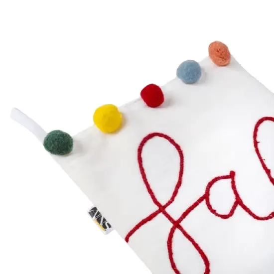 20" White HGTV Home Collection "Falala" Embroidered Christmas Stocking - National Tree Company image {2}