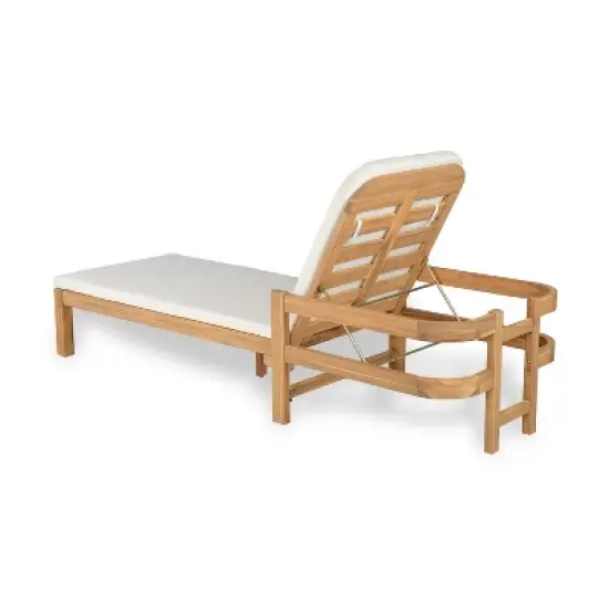 Christopher Knight Home Paolo Outdoor Adjustable Acacia Wood Chaise Lounge with Cushion image {4}