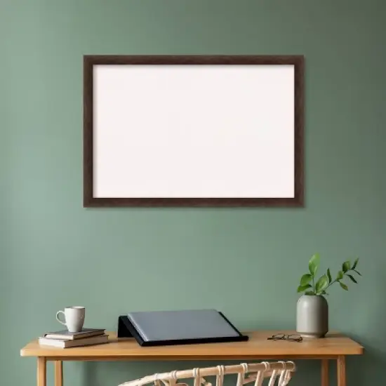 39"x27" Narrow Wood Frame White Cork Board Warm Walnut - Amanti Art: Bulletin Board, Wall Mounted, Office Decor image {7}