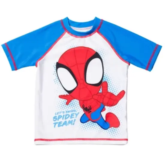 Marvel Spidey and His Amazing Friends Ghost-Spider Miles Morales Spider-Man Rash Guard and Swim Trunks Outfit Set Toddler image {2}