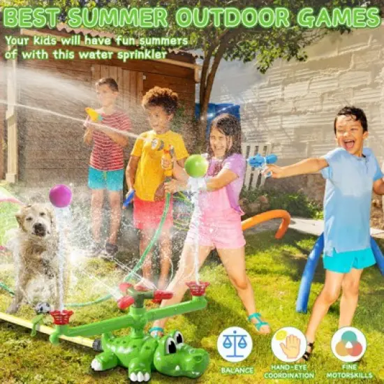 TITQWOP 4-in-1 Water Sprinkler Baseball Toy for Kids &ndash; 360&deg; Rotating Spray & Tee Ball Game &ndash; Outdoor Summer Backyard Fun for Boys & Girls image {4}