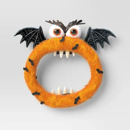 19.5" Animated Monster Wreath Halloween Decorative Prop Orange - Hyde and EEK! Boutique&trade; image {2}