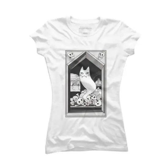 Junior's Design By Humans Ghost cat the Keeper of the Crypt By runcatrun T-Shirt image {4}