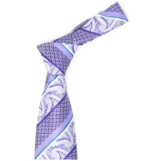 Men's Diagonal Paisley Micro Fiber Poly Woven Regular Neck Tie image {2}