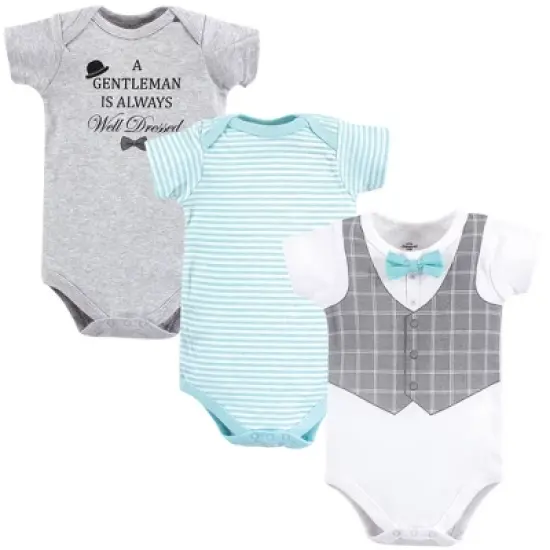 Little Treasure Baby Boy Cotton Bodysuits 3pk, Well Dressed image {1}