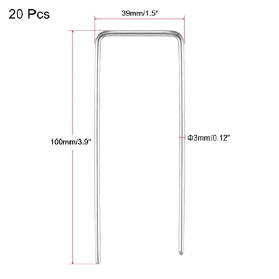 Unique Bargains Garden Stakes Pins, Galvanized Landscape Staples Outdoor Lawn Pegs for Ground Cover Weed Barrier Fabric image {1}