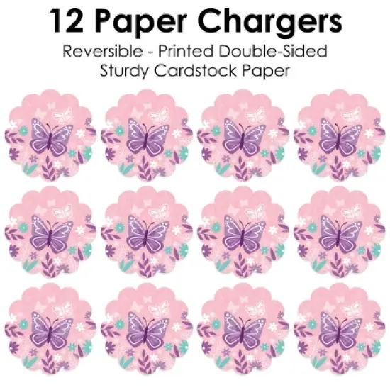 Big Dot of Happiness Beautiful Butterfly - Floral Baby Shower or Birthday Party Round Table Decorations - Paper Chargers - Place Setting For 12 image {4}