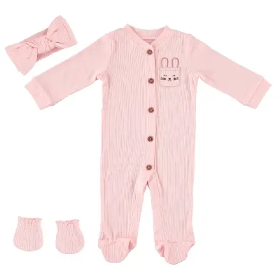 Baby Gear Baby Gear Baby Girl Clothes Matching Hat and Mittens Pajama Set for Sleep and Play image {1}