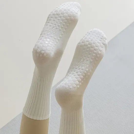 Anna-Kaci 4-Pack Women's Anti-Slip Yoga Socks with Grips Comfortable Ribbed Design for Exercise and Indoor Use image {3}