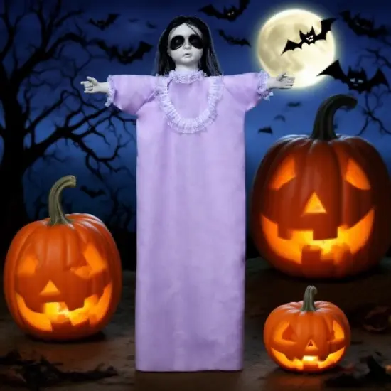 Joyfy Halloween Decorations Outdoor Hanging Ghost Doll Decor, 43&rsquo;&rsquo; Purple Dress Scary Doll Skeleton for Halloween Indoor Outdoor Hanging Decorations image {6}