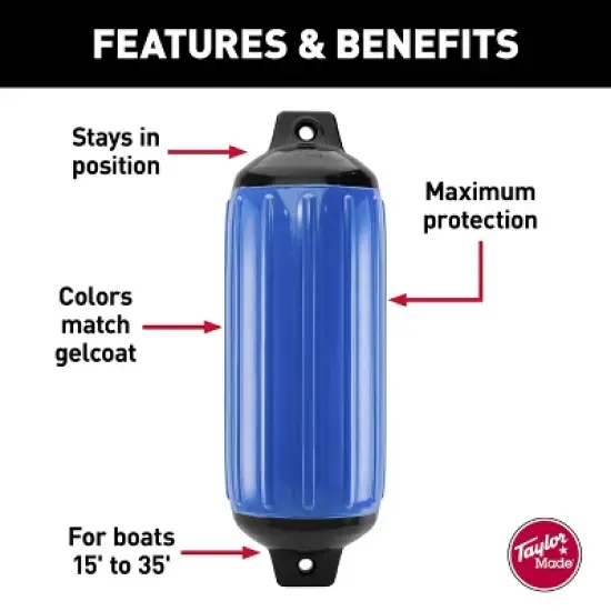 Taylor Made Super Gard 8.5" x 26" Inflatable Vinyl Fender - Blue - Model 951824 image {2}