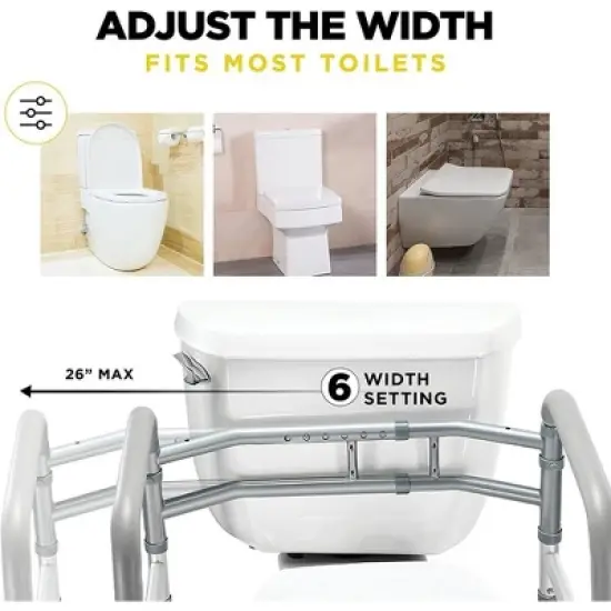 Toilet Safety Rail - Adjustable Detachable Toilet Safety Frame with Handles Stand Alone for Elderly, Handicapped - Fits Most Toilets MedicalKingUsa image {1}