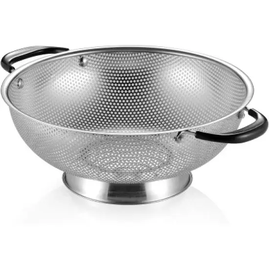 18/8 Stainless Steel Colander, Easy Grip Micro-Perforated 5-Quart Colander, Strainer with Riveted and Heat Resistant Handles image {6}