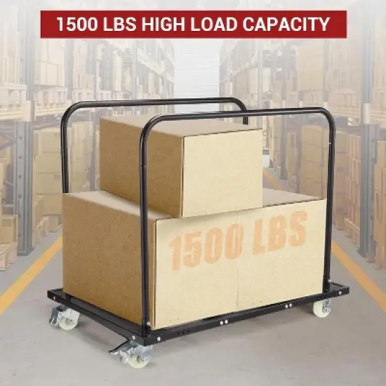 Steel Panel Truck, 1500 Lbs Panel Dolly Cart with 4 Inch Swivel Casters, Heavy Duty Drywall Sheet Cart for Warehouse, Black image {3}