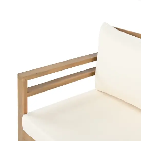 Christopher Knight Home Barret Outdoor Acacia Wood Slat Design Loveseat and Coffee Table Seating Set image {8}