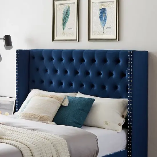 Button-Tufted Platform Bed with One Nightstand - ModernLuxe image {7}
