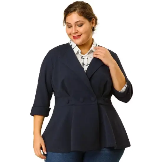 Agnes Orinda Women's Plus Size Ruffle Peplum Ruched Curvy Formal Outfits Blazers image {12}
