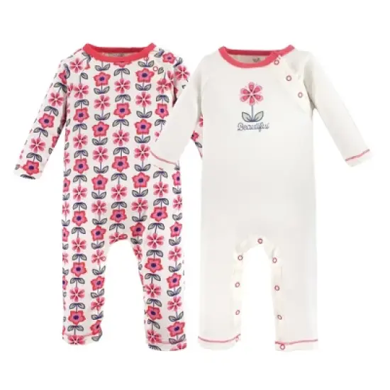 Touched by Nature Baby Girl Organic Cotton Coveralls 2pk, Flower image {1}