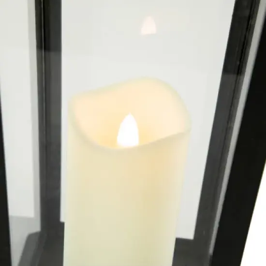 Northlight 15" LED Battery Operated Black Lantern with Flameless Candle image {2}
