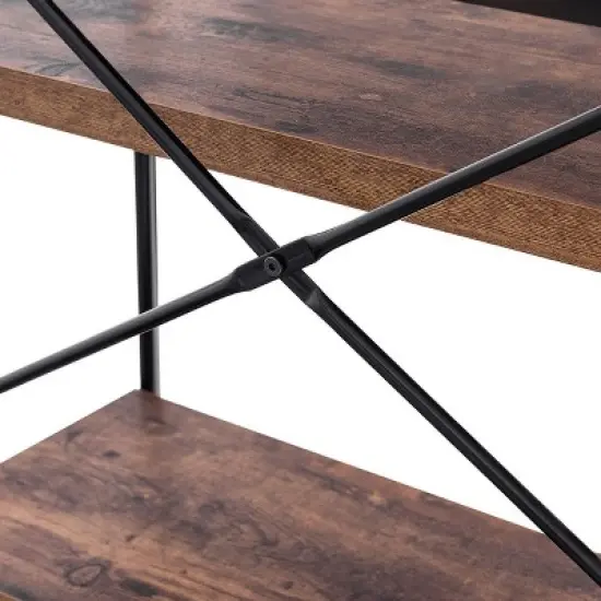 Costway 5-Tier Bookshelf, Industrial Etagere Bookcase, Rustic Display Shelf Organizer image {8}