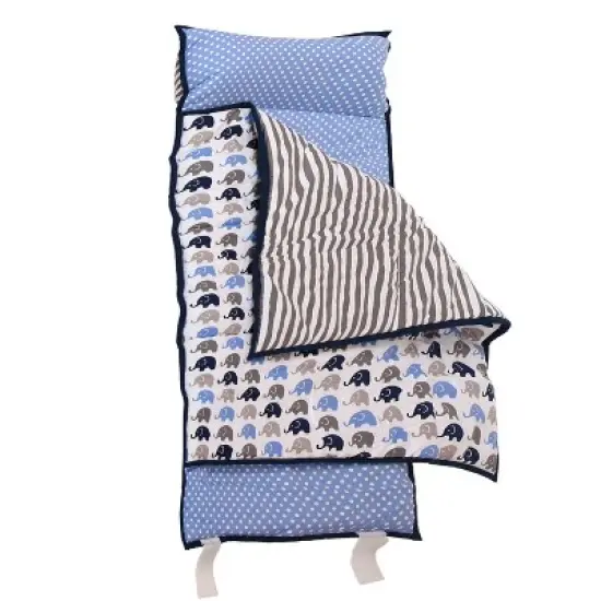 Bacati - Elephants Blue Gray Navy Toddler Nap Mat image {3}