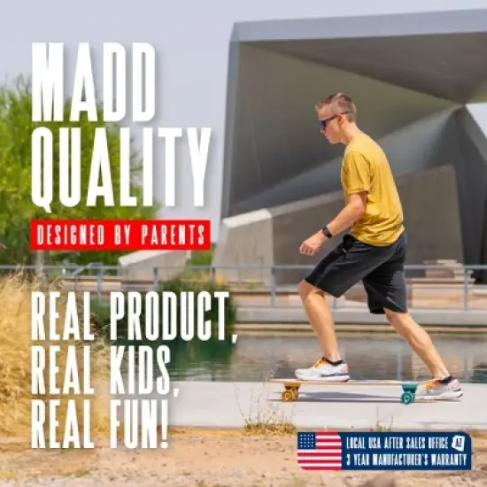 36" Pintail Longboard for Kids & Teens &ndash; Maple Deck, PU Wheels, ABEC-9 Bearings &ndash; Madd Gear image {7}