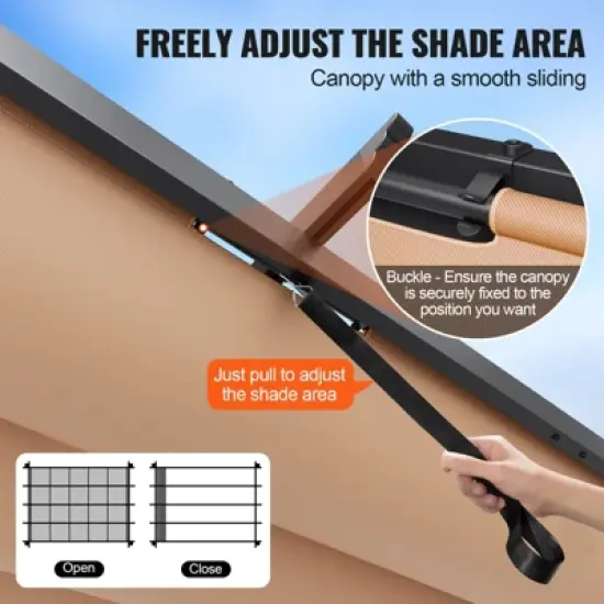 VEVOR 10'x13' Outdoor Retractable Pergola with Canopy, Aluminum Pergola with Retractable Canopy, Modern Pergola with Sun Shade Canopy, Beige image {4}