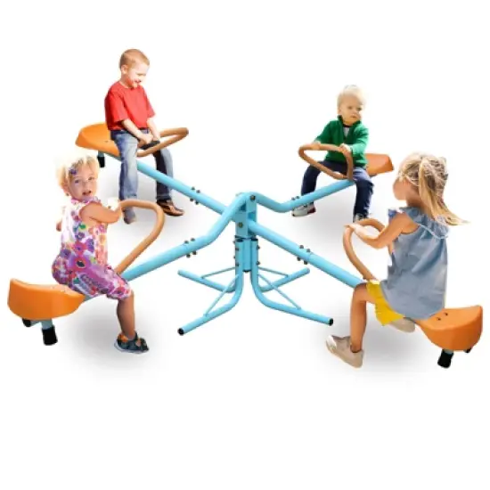 Dexmalle Kids Spinning 4-Seat Outdoor Seesaw and Spin Teeter Totter image {9}