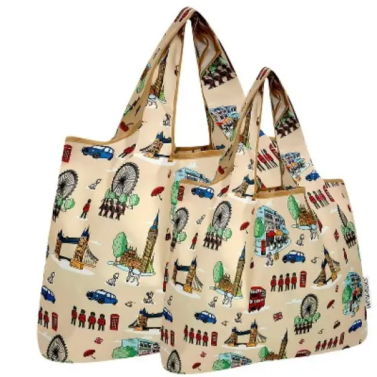 Wrapables Large & Small Foldable Nylon Reusable Shopping Bags (Set of 2), Great Britain image {5}