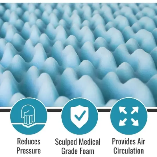 DMI 2-Inch Foam Mattress Topper, Egg Crate Foam Pad for Support, Air Circulation, Pressure Relief & Weight Distribution, Twin Size 33 x 72, Blue image {2}