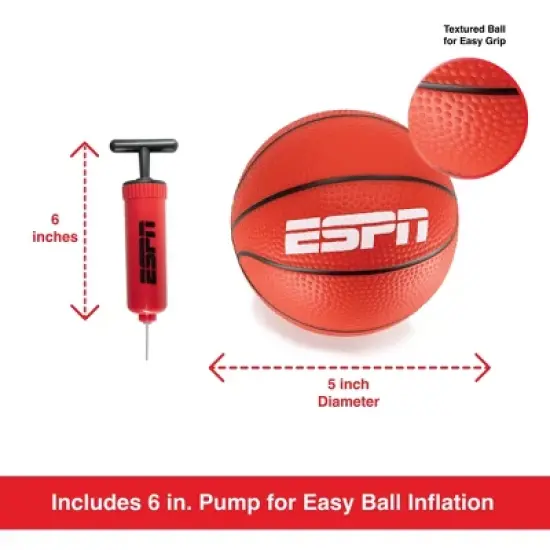 ESPN 5&rdquo; Mini Basketballs for Family Games &ndash; Set of 4 Includes Pump &ndash; Multi-Color (ES-BK04.EXV24) image {3}