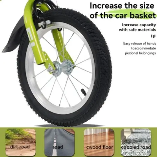 YONWAY 18" Kids Bike with Training Wheels & Kickstand - Adjustable Seat & Handlebars, Front & Rear Brakes for Ages 5-10, Height 45-57" image {14}