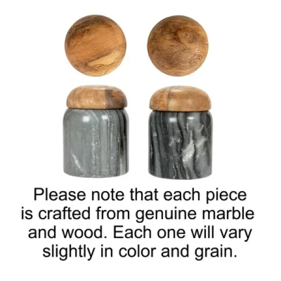 Storied Home Modern Marble Canister with Wood Lid image {9}