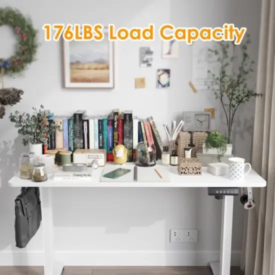 Lirago White Electric Standing Desk 48x24 Splice Board Carbon Steel Frame 170LB Capacity Height Adjustable image {5}